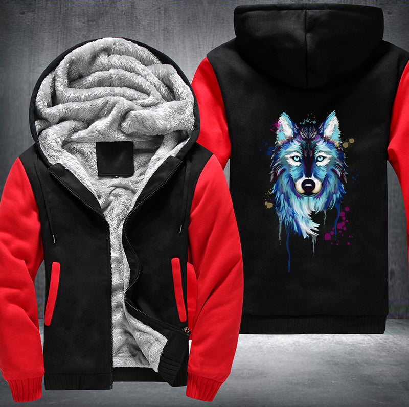 Watercolor Wolf Fleece Hoodies Jacket