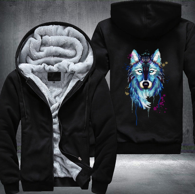 Watercolor Wolf Fleece Hoodies Jacket