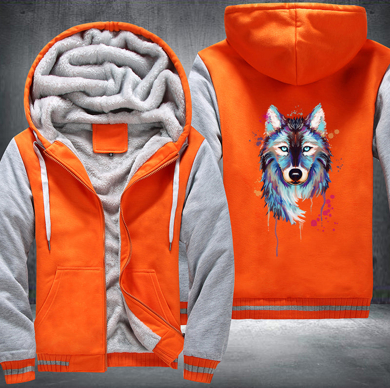 Watercolor Wolf Fleece Hoodies Jacket