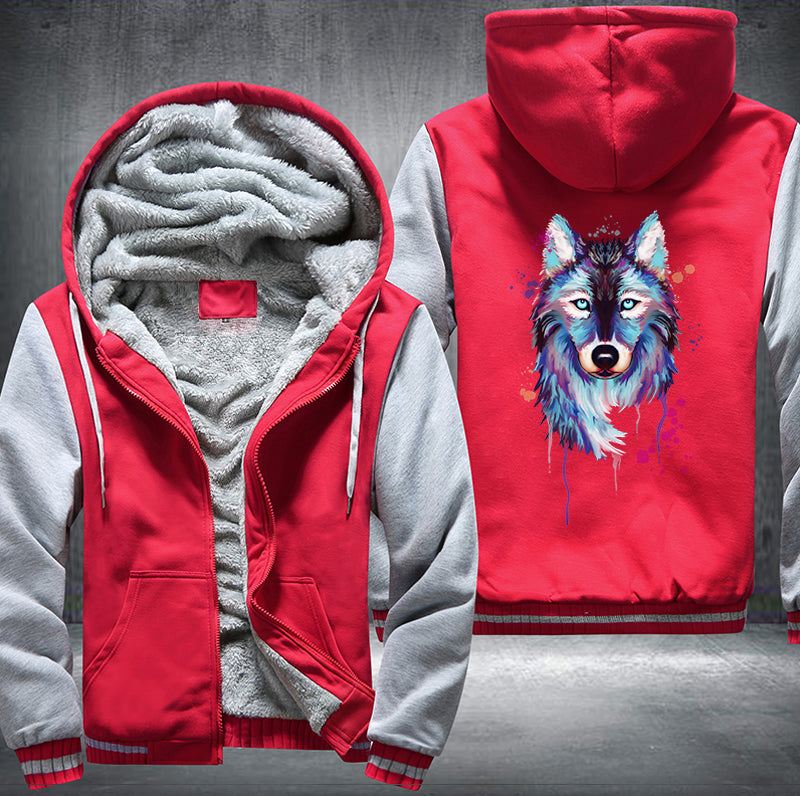 Watercolor Wolf Fleece Hoodies Jacket