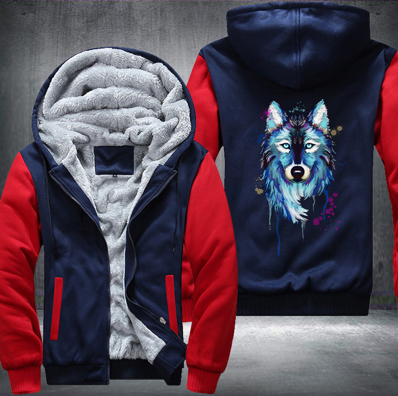 Watercolor Wolf Fleece Hoodies Jacket