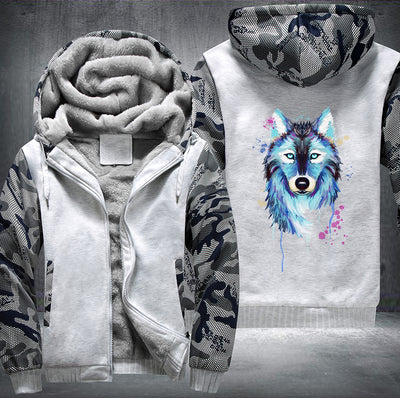Watercolor Wolf Fleece Hoodies Jacket