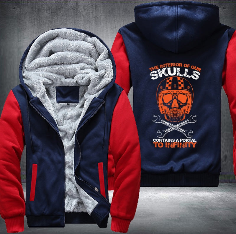 The interior of our Skulls Fleece Hoodies Jacket