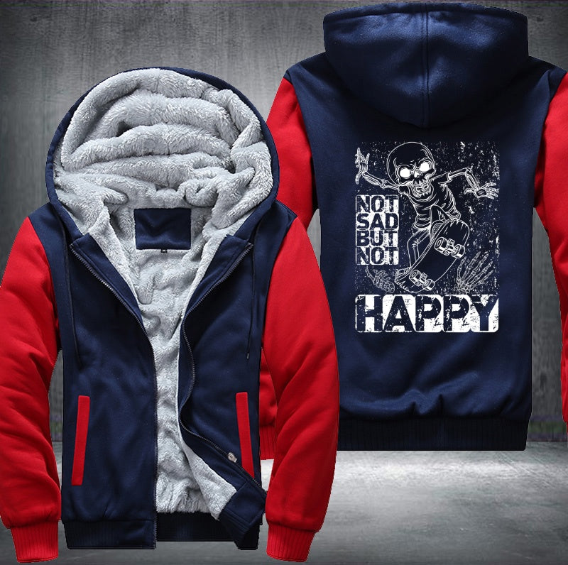 Not sad but not happy skull Fleece Hoodies Jacket