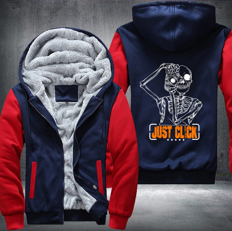 Skull just click Fleece Hoodies Jacket