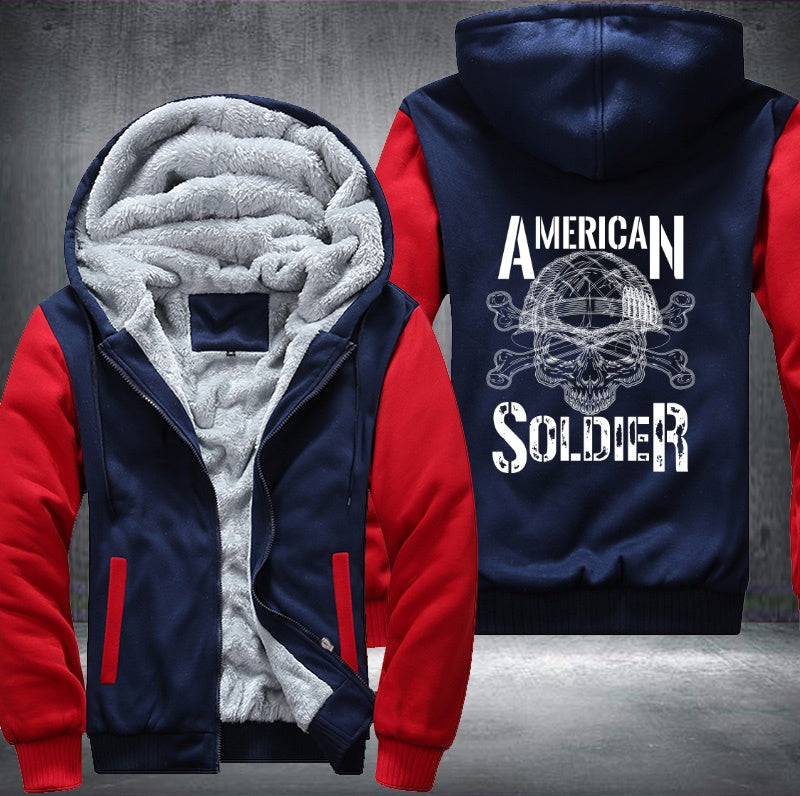 Skull American soldier Fleece Hoodies Jacket