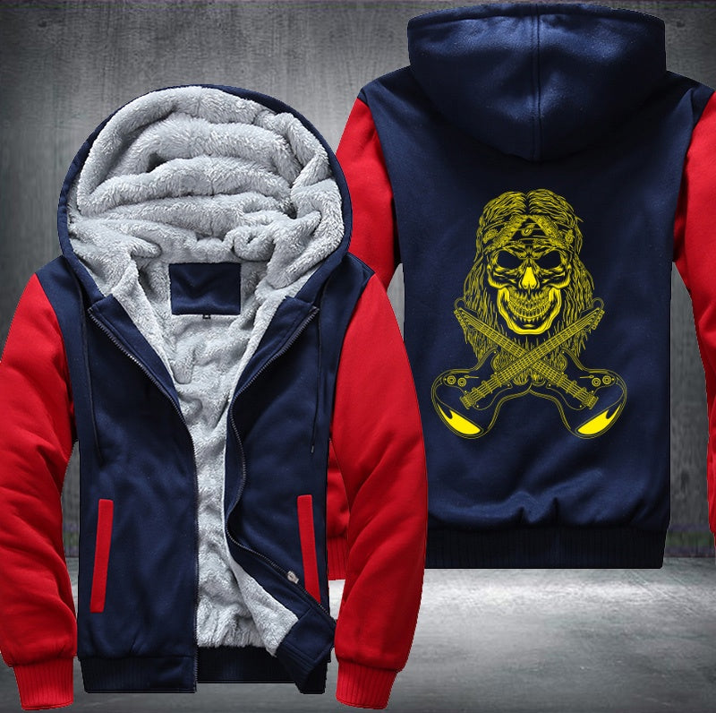Yellow Skull guitar rock Fleece Hoodies Jacket