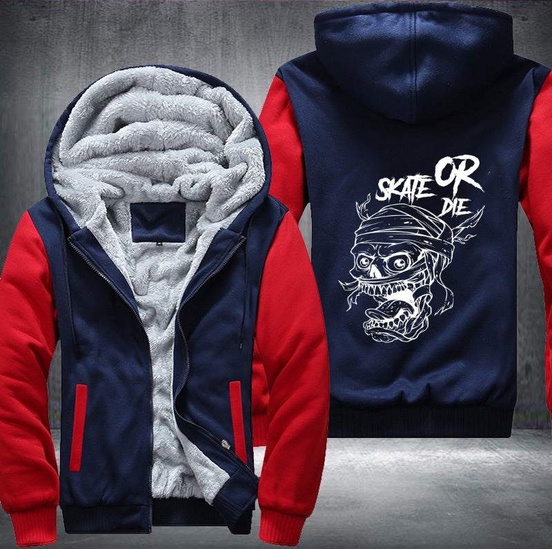 Skull skate or die Fleece Hoodies Jacket