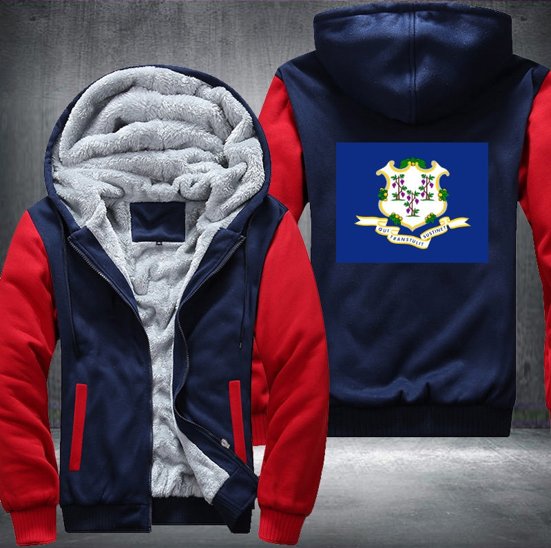 Flag of Connecticut Fleece Hoodies Jacket