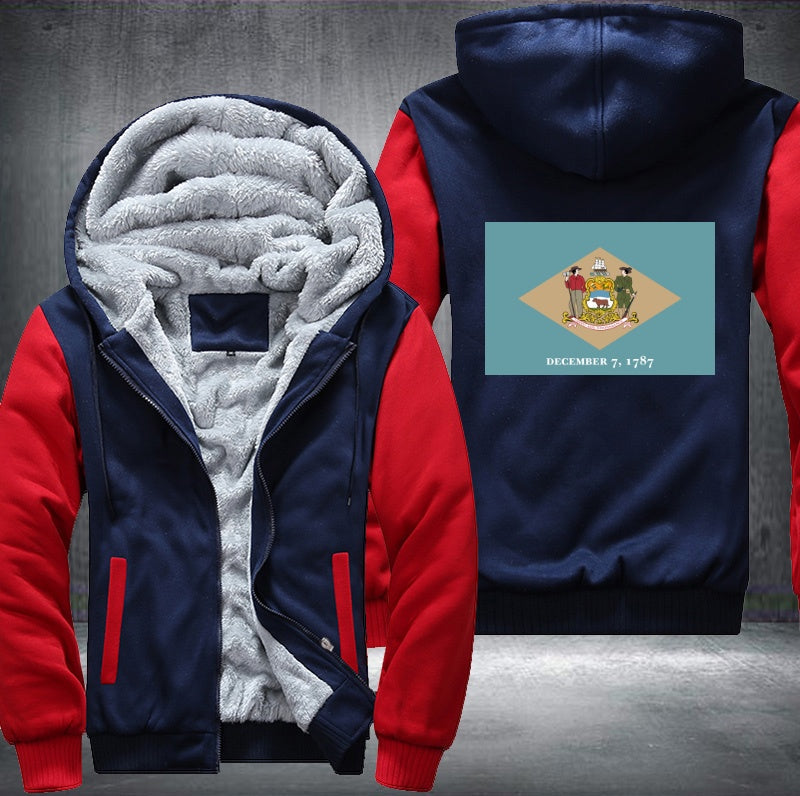 Flag of Delaware Fleece Hoodies Jacket