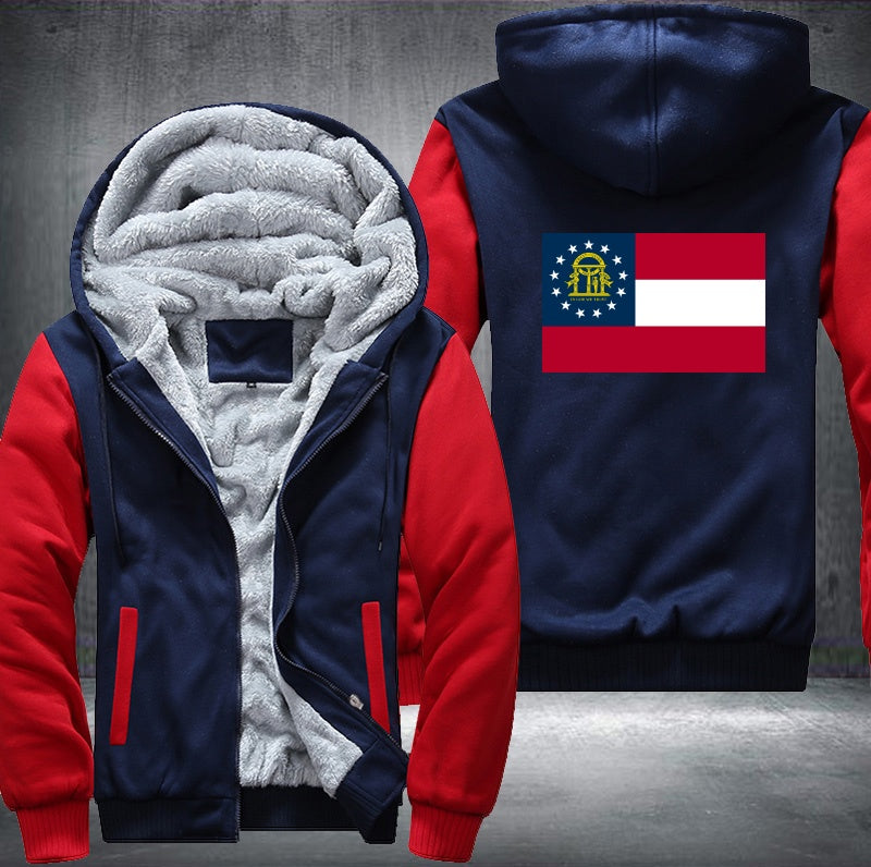 Flag of Georgia_(U.S._state) Fleece Hoodies Jacket