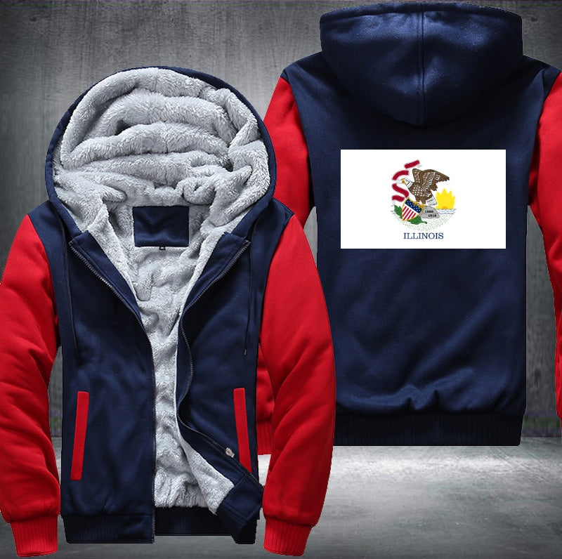Flag of Illinois Fleece Hoodies Jacket