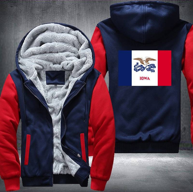Flag of Iowa Fleece Hoodies Jacket