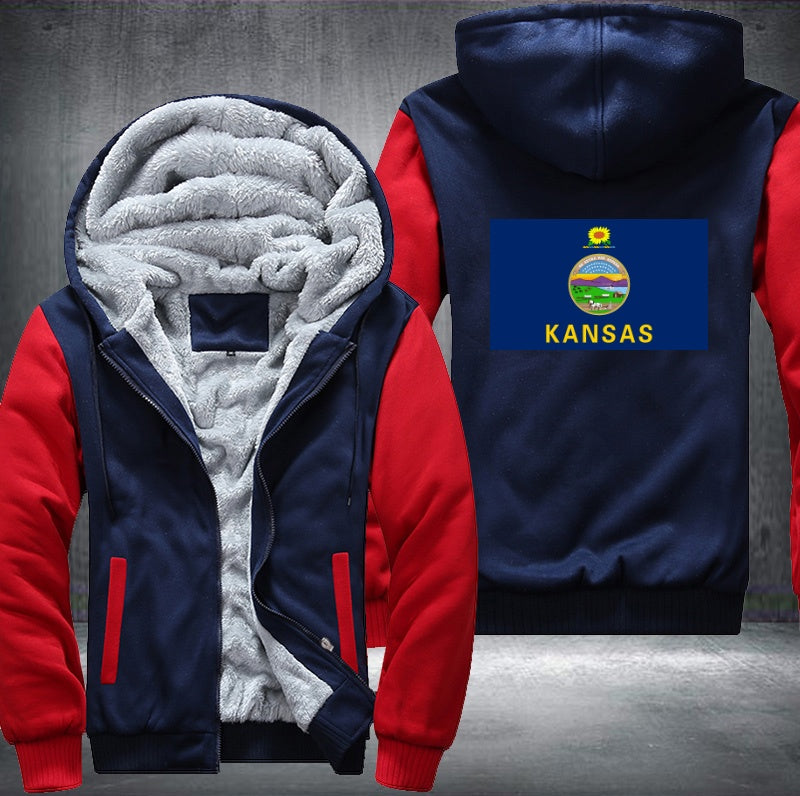 Flag of Kansas Fleece Hoodies Jacket