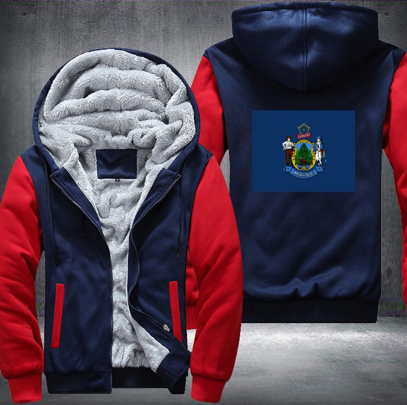 Flag of Maine Fleece Hoodies Jacket