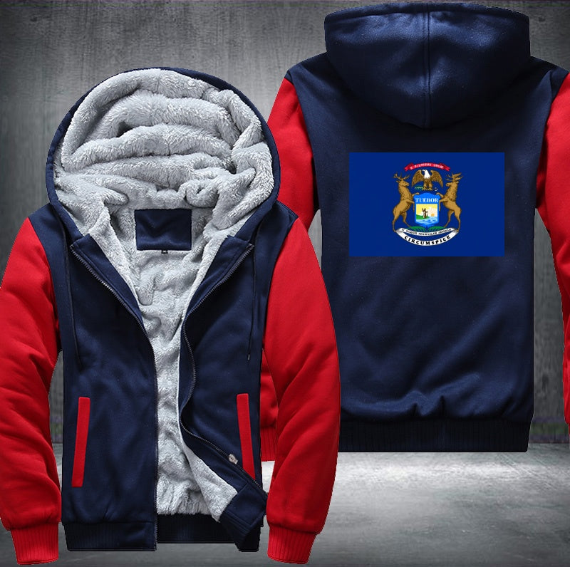 Flag of Michigan Fleece Hoodies Jacket