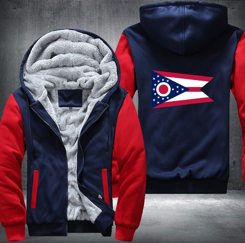 Flag of Ohio Fleece Hoodies Jacket