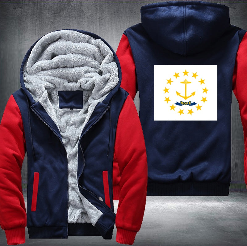 Flag of Rhode Island Fleece Hoodies Jacket