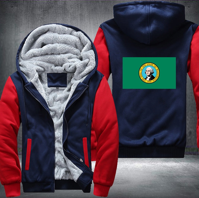 Flag of Washington Fleece Hoodies Jacket