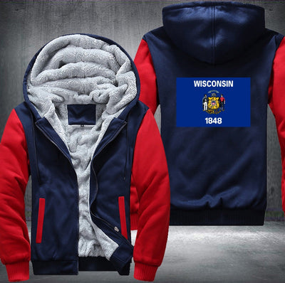Flag of Wisconsin Fleece Hoodies Jacket