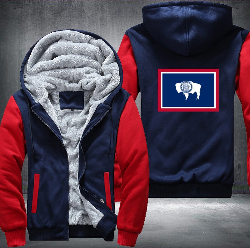 Flag of Wyoming Fleece Hoodies Jacket