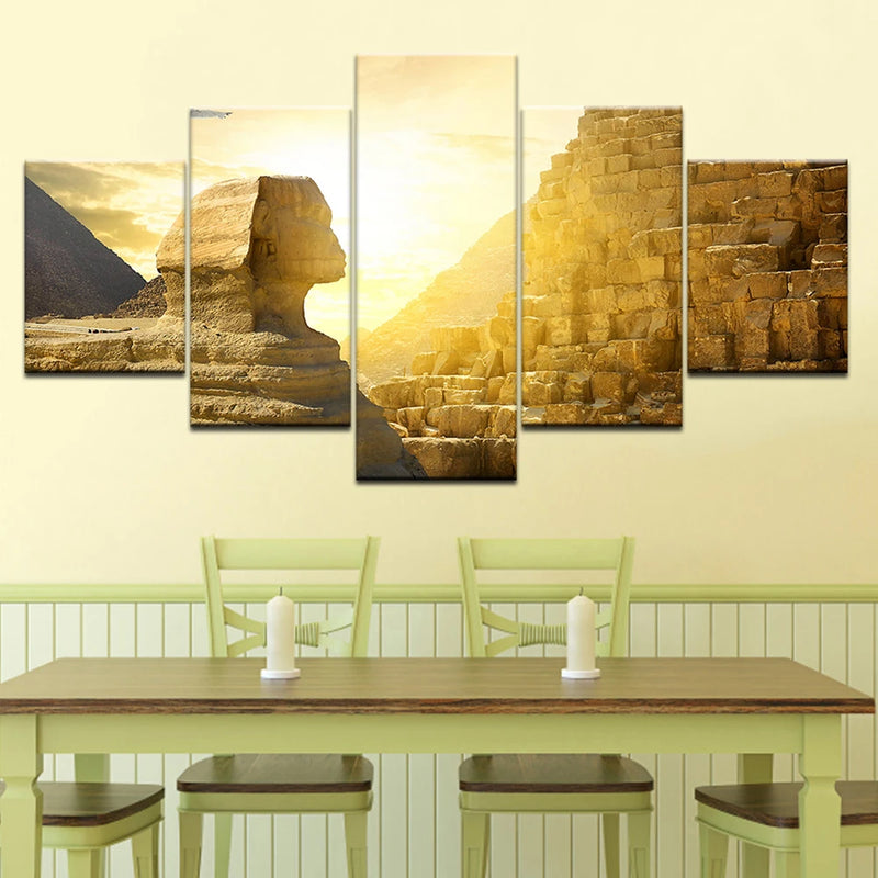 Egypt Pyramid 5 Panels Painting Canvas Wall Decoration