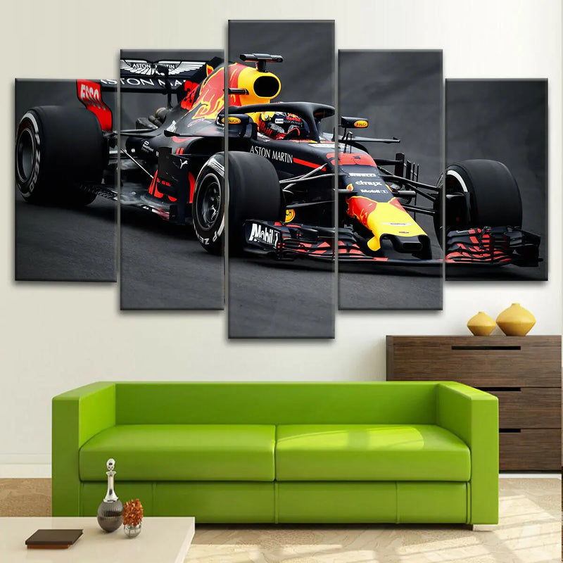 F1 Racing Car 5 Panels Painting Canvas Wall Decoration