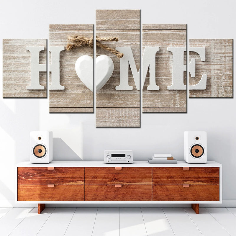 Sweet Home 5 Panels Painting Canvas Wall Decoration