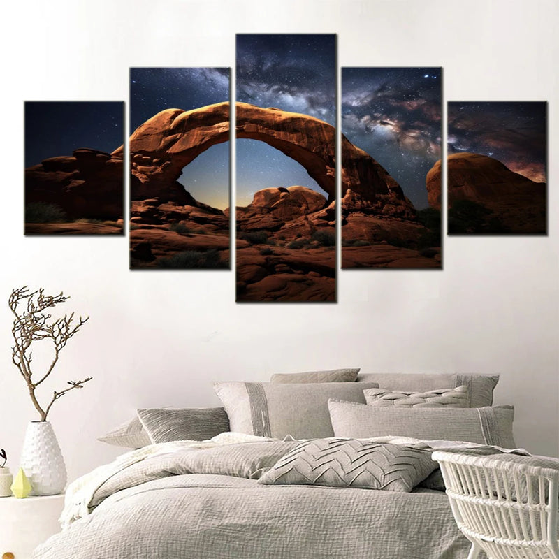 Nature Milky Way Arch Arches 5 Panels Painting Canvas Wall Decoration