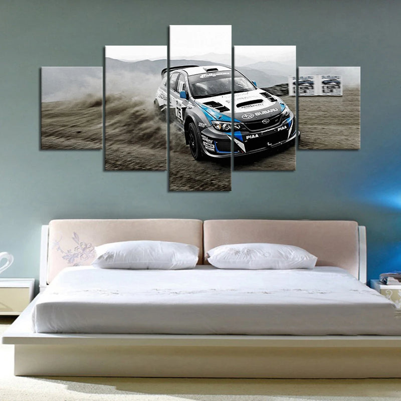 Subaru STI WRX Sport Racing Car 5 Panels Painting Canvas Wall Decoration