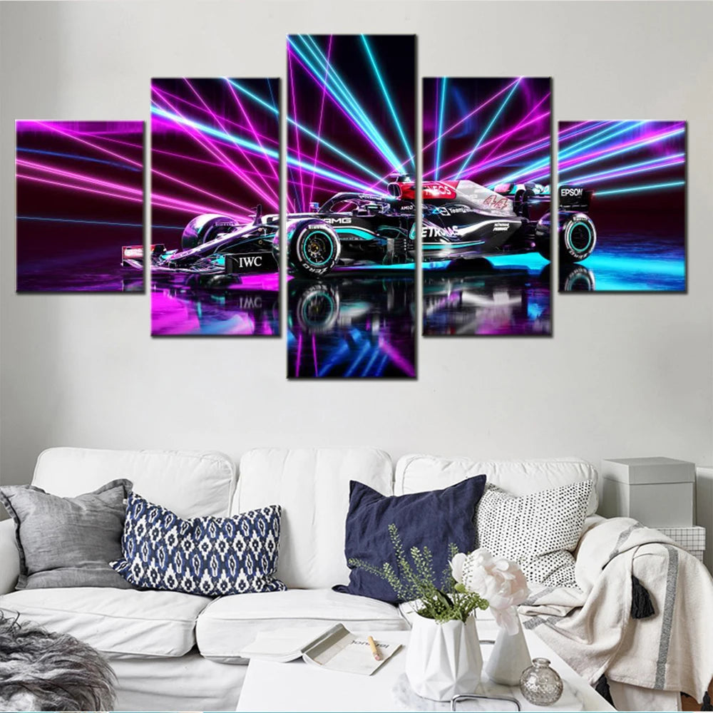 F1 W12 E Performance Car 5 Panels Painting Canvas Wall Decoration