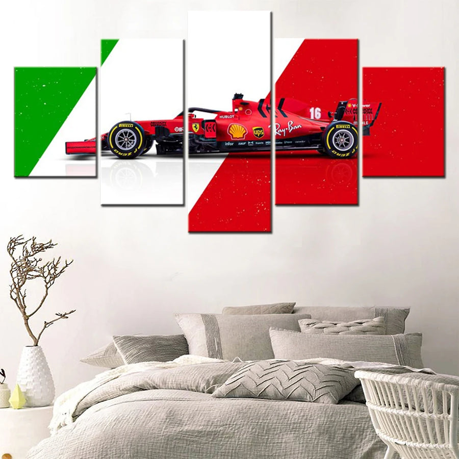 Formula1 Sports Racing Car 5 Panels Painting Canvas Wall Decoration