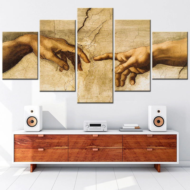 The Creation of Adam 5 Panels Painting Canvas Wall Decoration