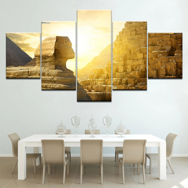 Egypt Pyramid 5 Panels Painting Canvas Wall Decoration