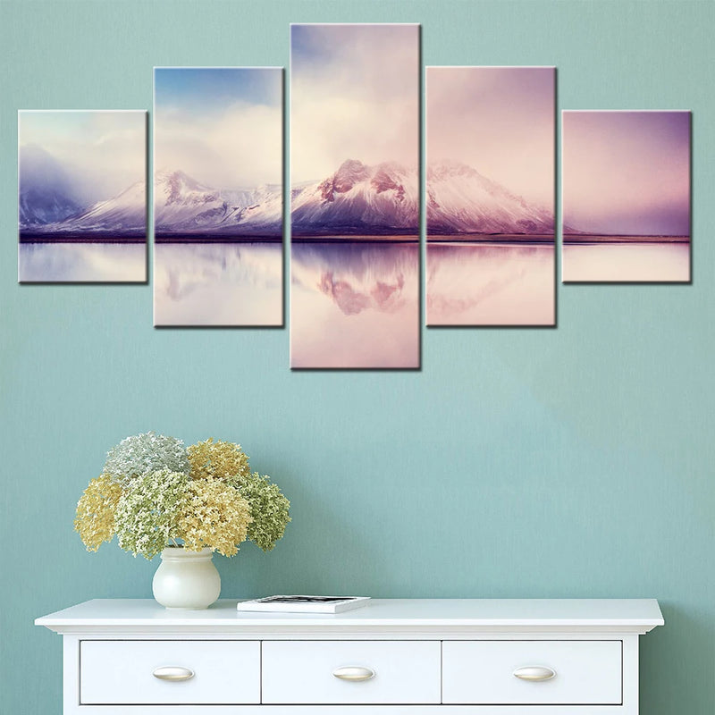 Nature Mountains Aesthetic 5 Panels Painting Canvas Wall Decoration