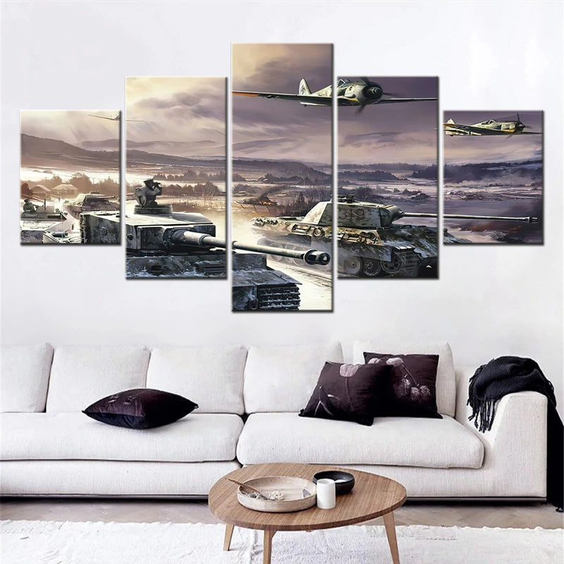 Rutherford Military Stalingrad 5 Panels Painting Canvas Wall Decoration