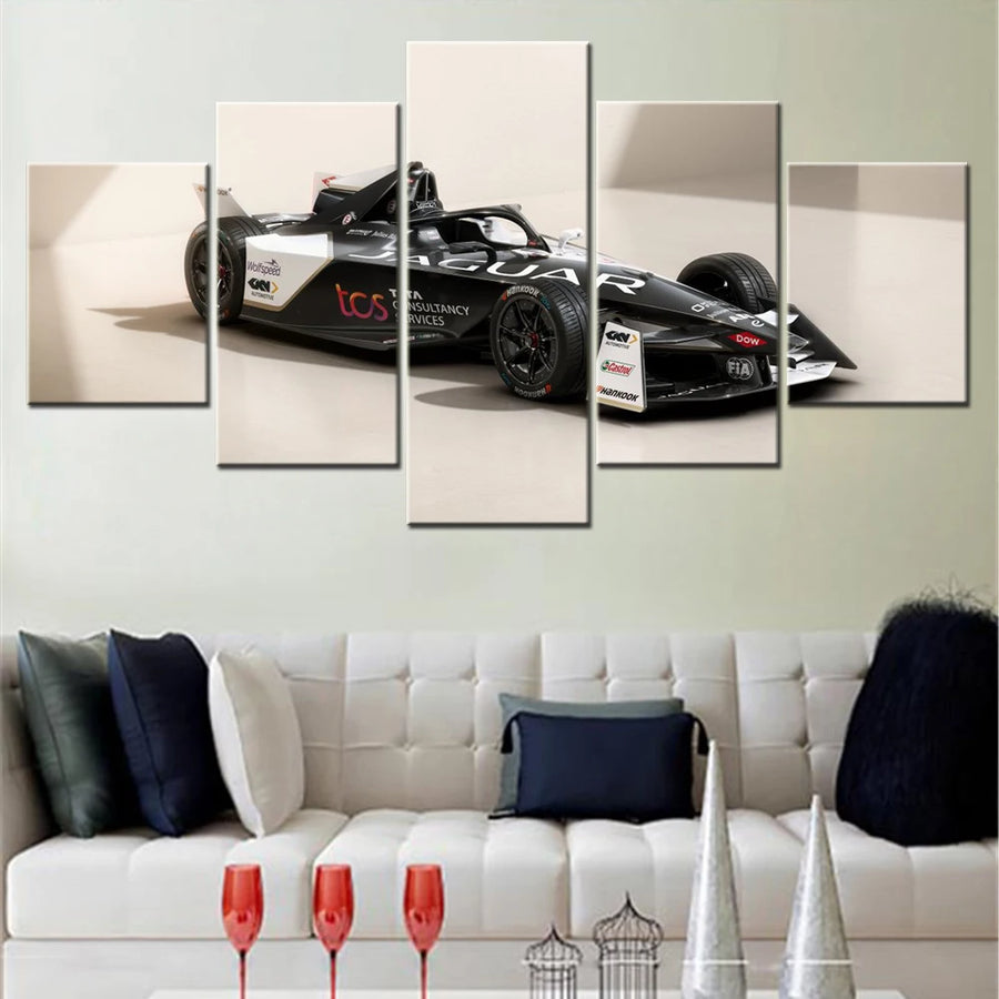 Jaguar I-Type 6 Car 5 Panels Painting Canvas Wall Decoration
