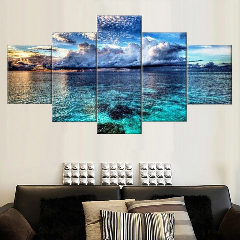 Ocean Sea Landscape 5 Panels Painting Canvas Wall Decoration