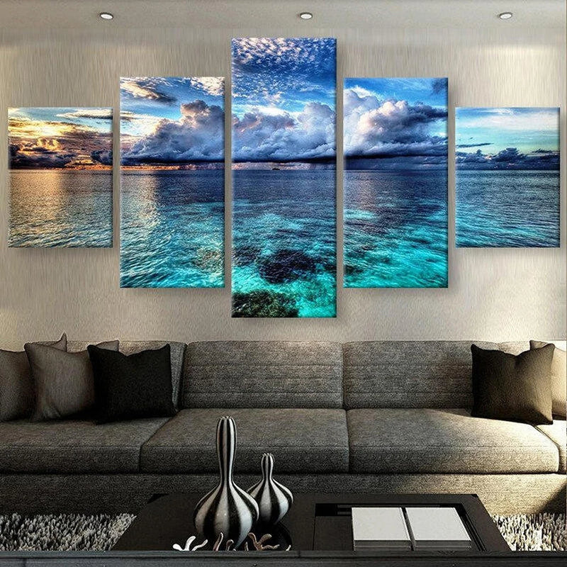 Ocean Sea Landscape 5 Panels Painting Canvas Wall Decoration