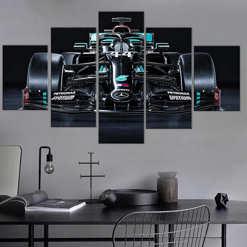 Formula 1 W11 Luxury Spots Car 5 Panels Painting Canvas Wall Decoration