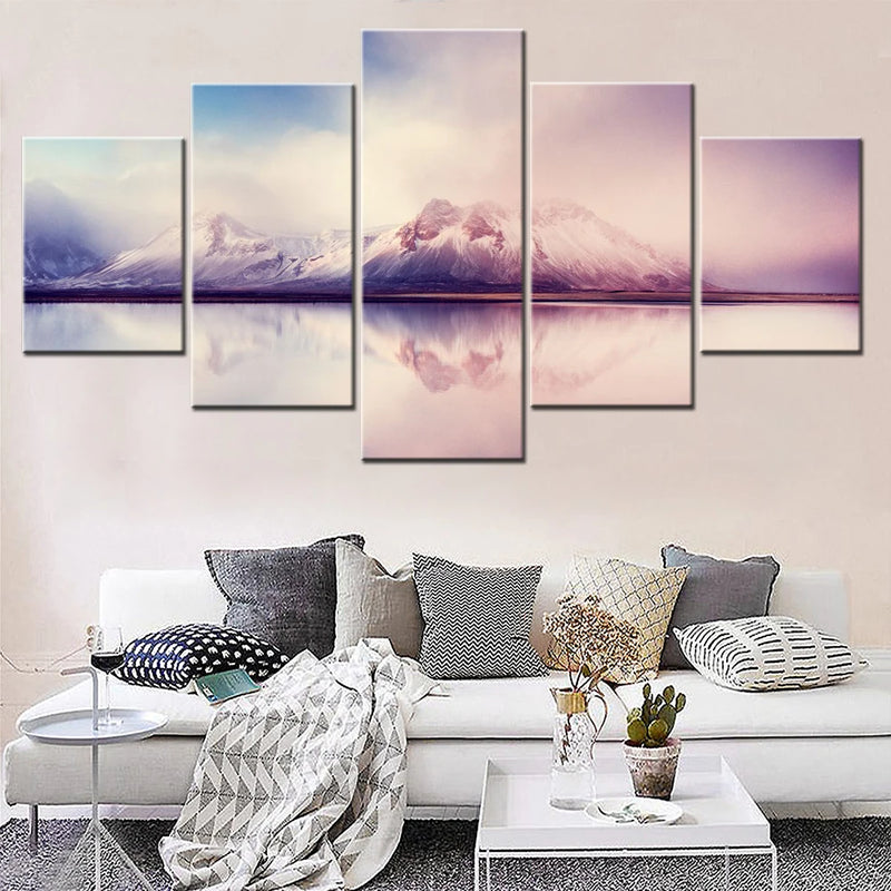 Nature Mountains Aesthetic 5 Panels Painting Canvas Wall Decoration