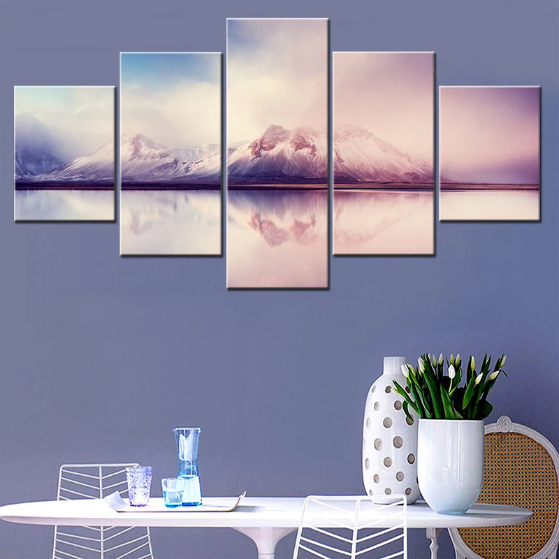 Nature Mountains Aesthetic 5 Panels Painting Canvas Wall Decoration