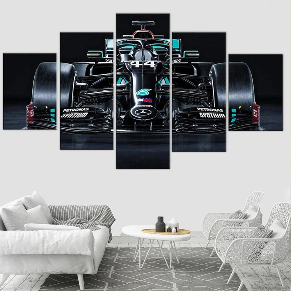 Formula 1 W11 Luxury Spots Car 5 Panels Painting Canvas Wall Decoration