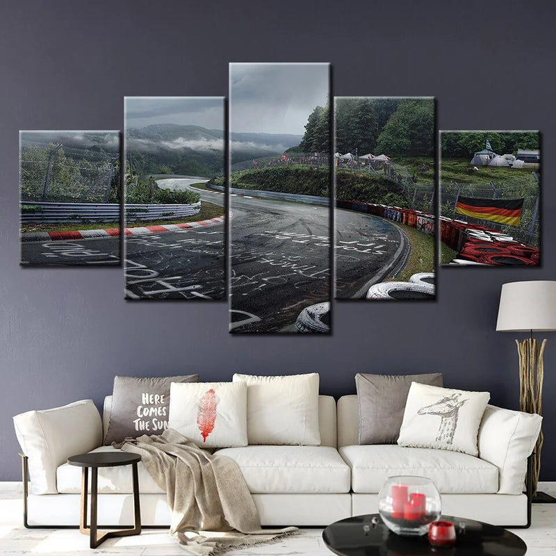 Nurburgring Rally Road Landscape 5 Panels Painting Canvas Wall Decoration