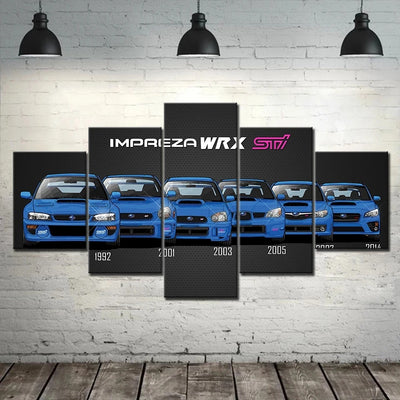 Huracan Green Super Car 5 Panels Painting Canvas Wall Decoration