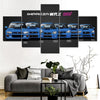 Huracan Green Super Car 5 Panels Painting Canvas Wall Decoration