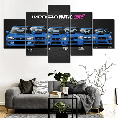 Huracan Green Super Car 5 Panels Painting Canvas Wall Decoration