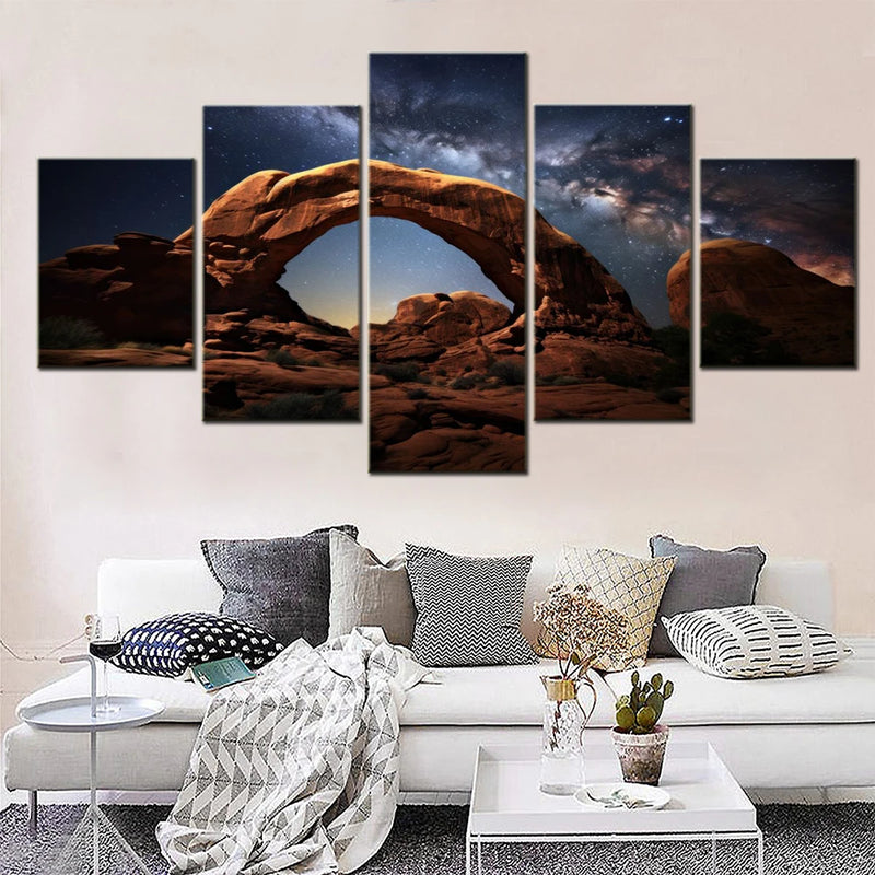 Nature Milky Way Arch Arches 5 Panels Painting Canvas Wall Decoration