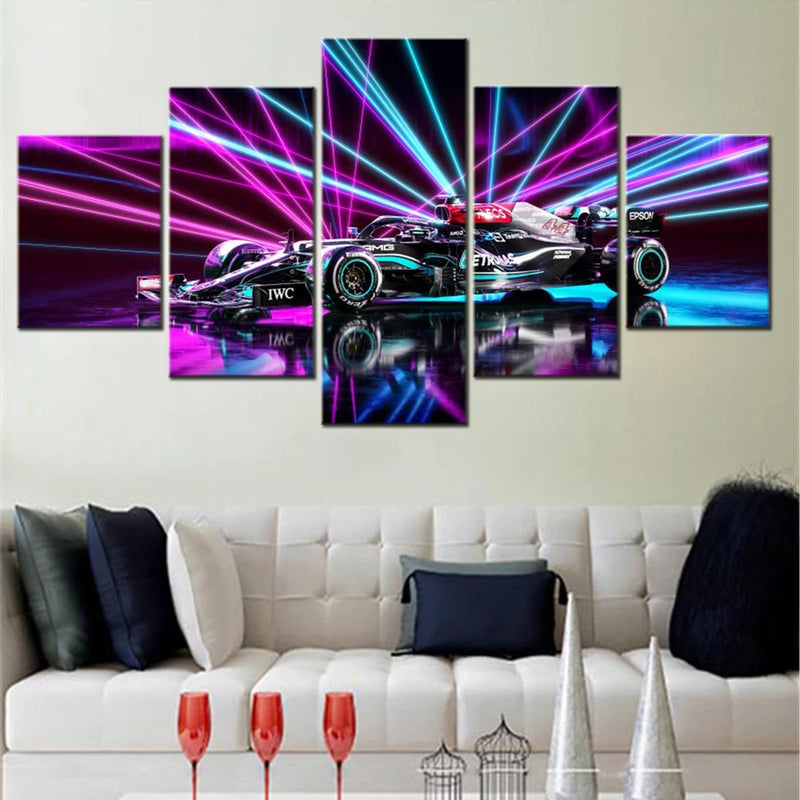 F1 W12 E Performance Car 5 Panels Painting Canvas Wall Decoration