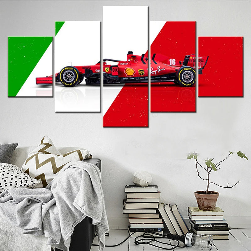 Formula1 Sports Racing Car 5 Panels Painting Canvas Wall Decoration